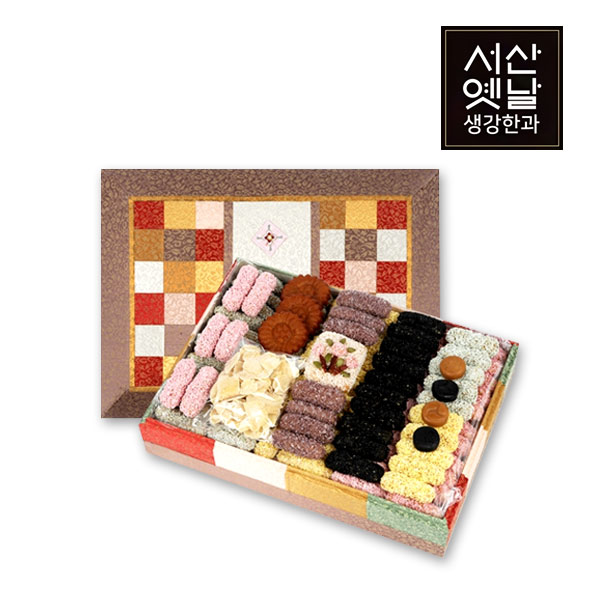 서산옛날생강한과 4단 실크 바구니세트 1호 2kg