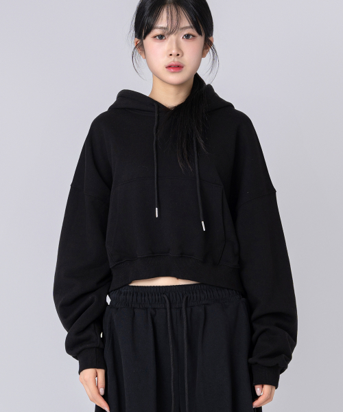 언더오프 우먼 릴렉스드 크롭 후디