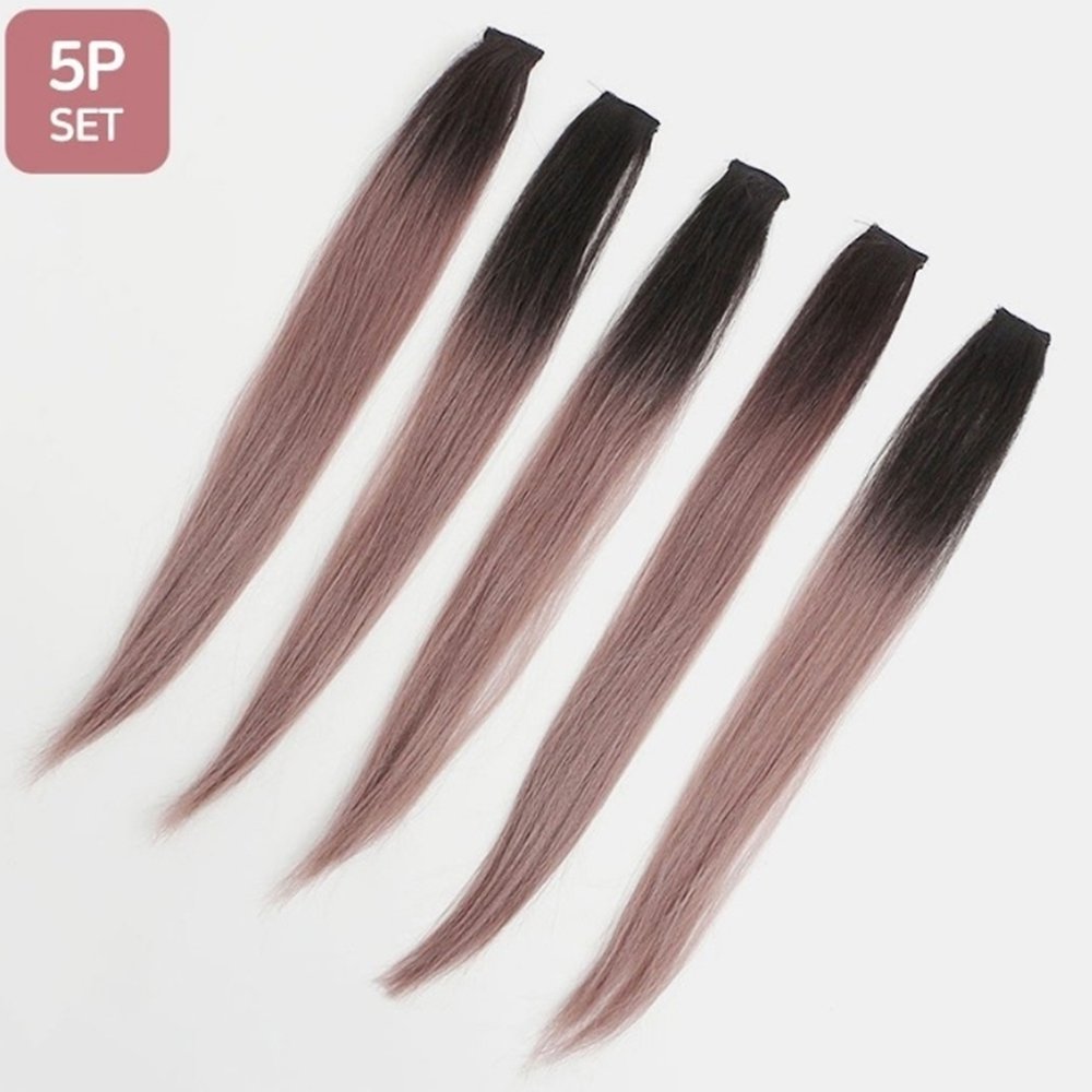 그라데이션 컬러 브릿지 헤어피스 5p 포인트 투톤가발 똑딱이