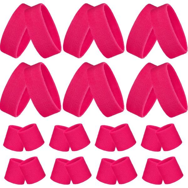 베메모 36pcs 네온 스웨트밴드 세트 12 테니스 애슬레틱 헤드밴드 24pcs 스포츠 체조 손목밴드 국제 국가