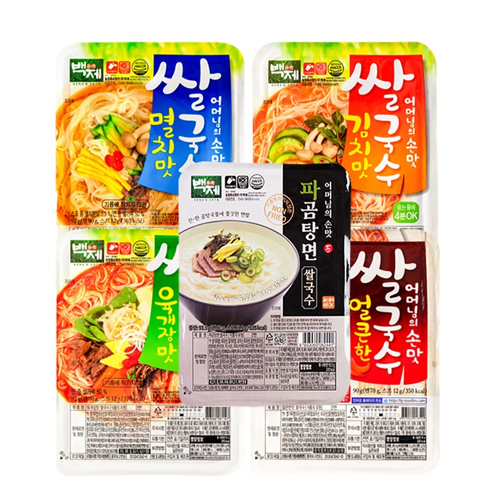 백제 백제 백제쌀국수 멸치맛6 김치6 육개장6 얼큰한맛6 파곰탕6