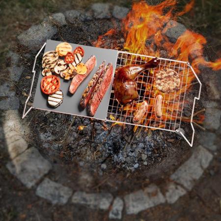 접이식 캠프파이어 그릴 59 9cm23 6 튼튼한 스테인리스 스틸 캠핑 그릴 화덕 위의 캠핑 그레이트 BBQ