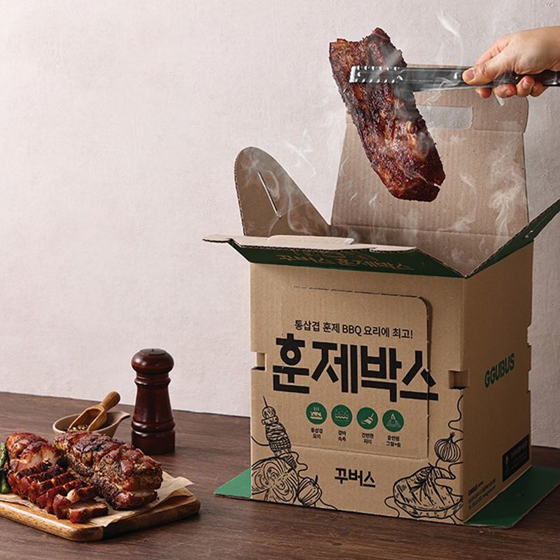 일회용 바베큐그릴 훈제박스 휴대용 숯불 훈연 캠핑 석쇠 고기불판