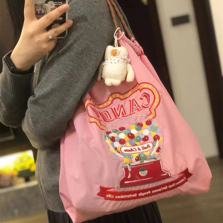 캔디 자수 빈티지 로프 쇼퍼 비치가방 에코백