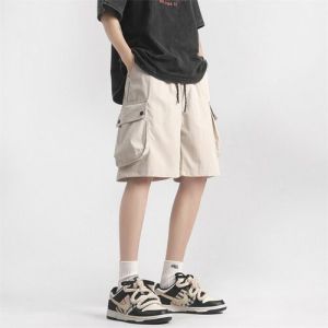 남성용 반바지 빈티지 빅포켓 카고 배기 캐주얼 5부 팬츠 KS1