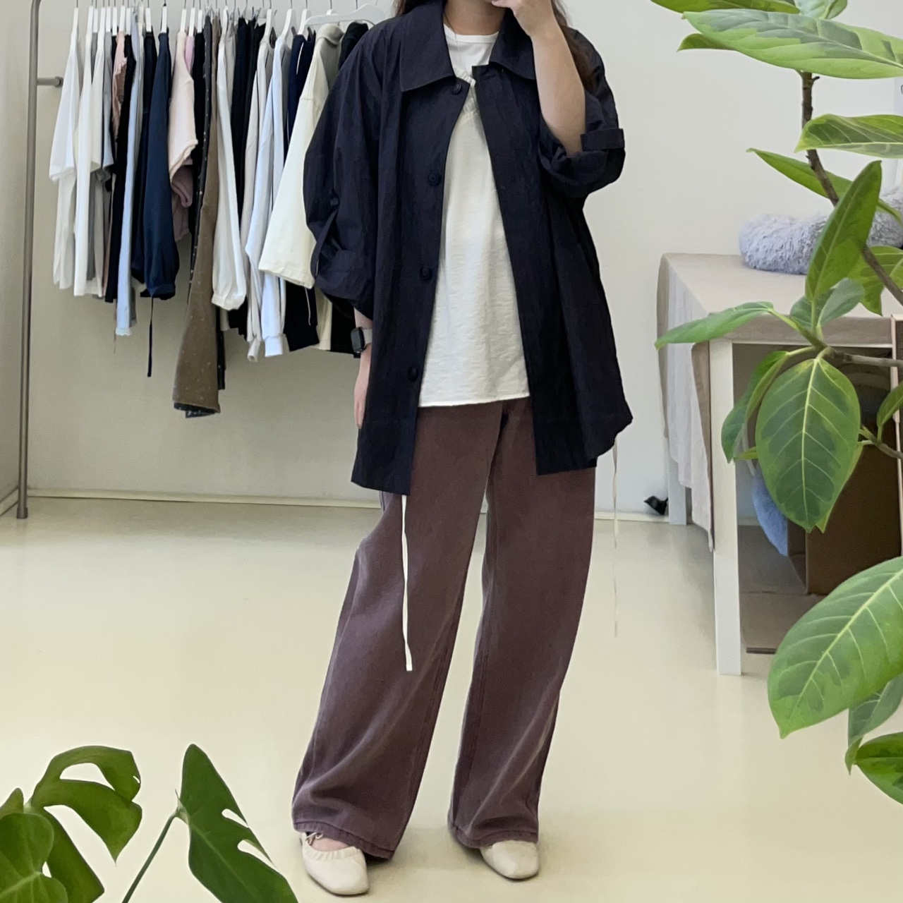 간절기 하프 카라 루즈핏 롤업 야상 자켓