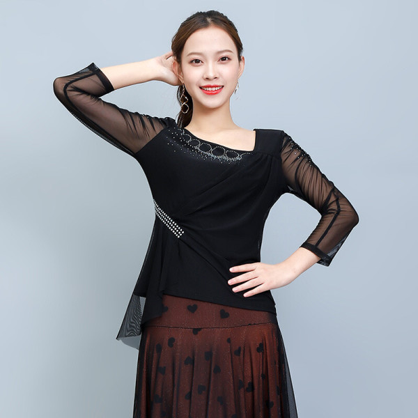 탑스 줌바댄스복 라틴댄스복 모던 사교 스포츠 라인댄스 방송 상의