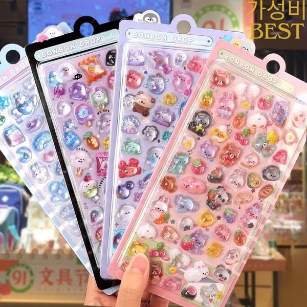 1PC 3D 구호 스티커 DIY Scrapbooking 크리 에이 티브 캔디 유령 토끼 드롭 일기 편지지 장식 귀여운 미적