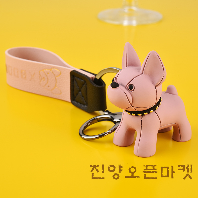 진양오픈마켓 불독 강아지 자동차 키홀더 열쇠고리 가방걸이 키링 1개