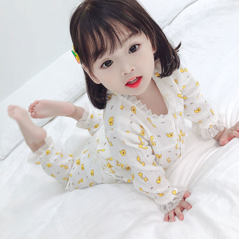 레드호호 여아 실내복 파자마 세트 여자아기 홈웨어 에어컨복 얇은 여름옷 어린이 레이스 파자마 잠옷 아동복 130