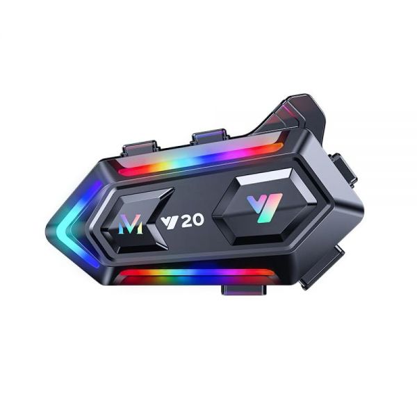 WNJACO 오토바이 헬멧 블루투스 헤드셋 멋진 RGB 눈부신 조명 스피커 이중 소음 제거 인터콤 통신 시스템