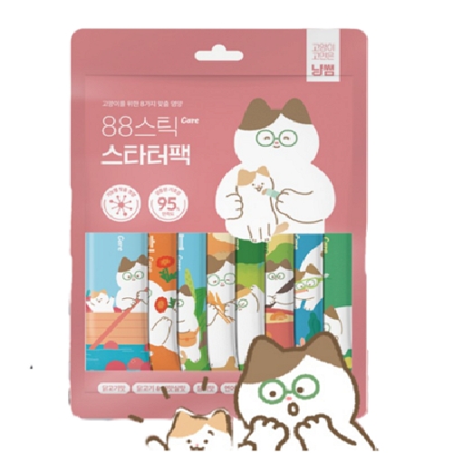 냥쌤 88스틱 8종 스타터팩 닭고기 게맛살 참치 연어