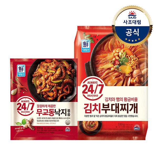 대림냉동 24 7 무교동 낙지볶음 350g x1개 김치 부대찌개 530g x1개