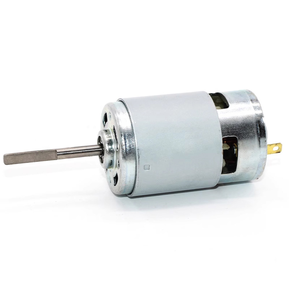 카본 브러시 775 모터 미니 DC 12V 18V 24V 롱 샤프트 D 샤프트 저속 대형 토크 볼 베어링 도구 6900RPM