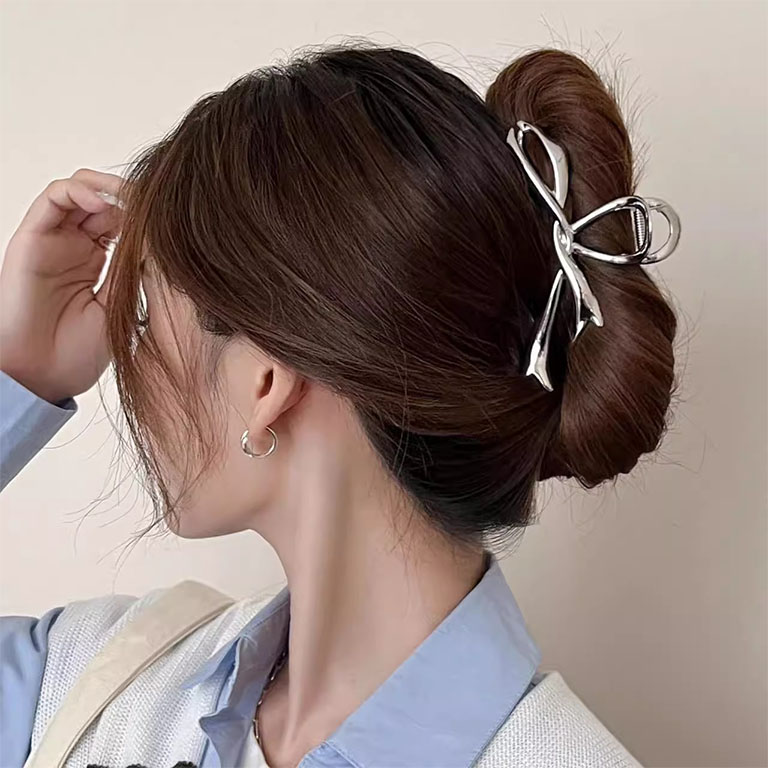디아브 메탈 반묶음 헤어 집게핀 리본 비녀 발레코어룩