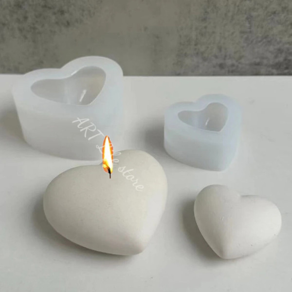 실리콘 몰드 3D 러브 캔들 아로마 테라피 석고 공예 주조 도구 DIY 페이스트리 캔디 초콜릿 베이킹 케이크