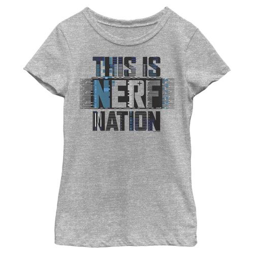 해즈브로 Hasbro Nerf Nation 여아용 헤더 크루 티셔츠 애슬레틱 헤더