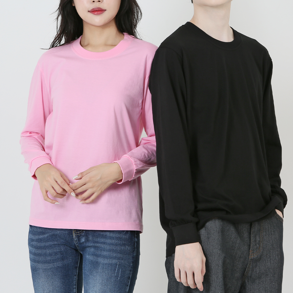 더탑스 20수 남자 여자 베이직 기본 라운드 긴팔 무지티 면티 흰티 13색상