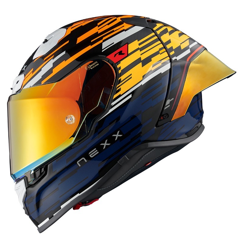 NEXX NEXX 넥스헬멧 NEXX X R3R GLITCH RACER CARBON ORANGE-BLUE - 레드미러쉴드 핀락포함