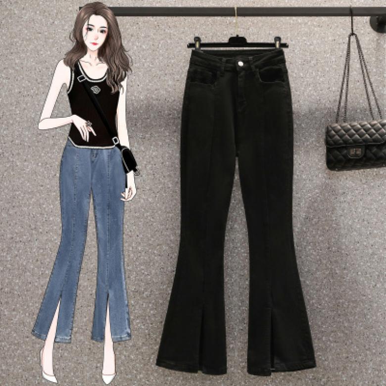 뉴욕멋쟁이 나리 트임부츠컷 9부청바지 M