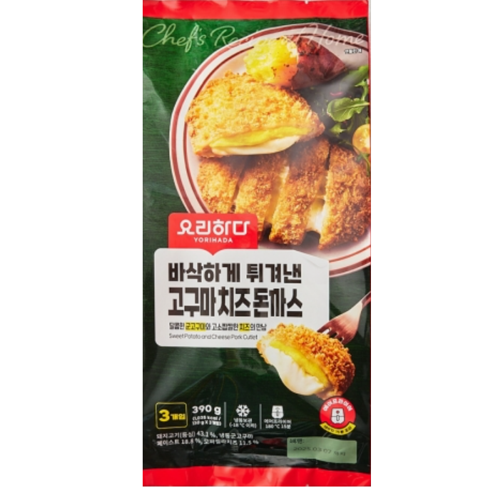 요리하다 요리하다 바삭하게튀겨낸 고구마치즈돈까스 390G 3개 390g