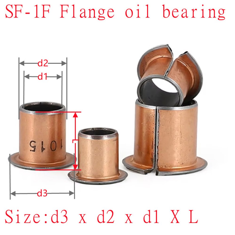 10pcs 내경 플랜지 자체 윤활 베어링 오일리스 부싱 슬리브 높이 4-20mm SF-1F
