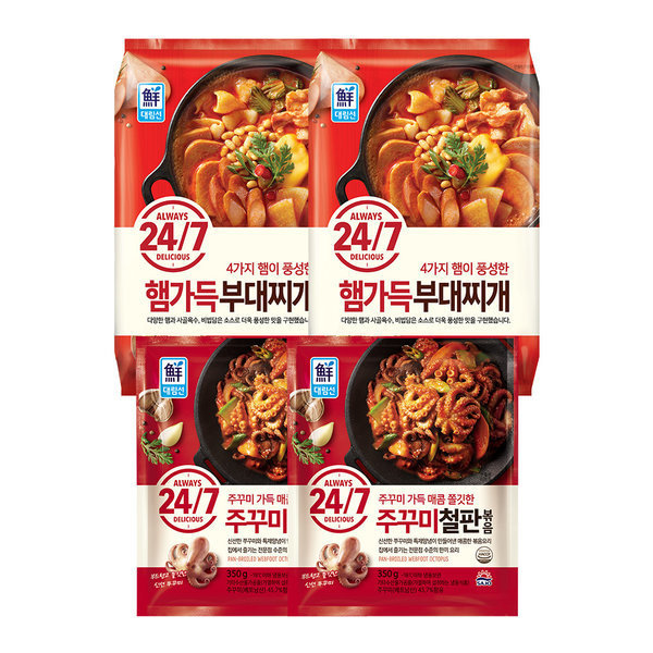 사조대림 대림냉동 24 7쭈꾸미철판볶음 x2 햄가득부대찌개x2