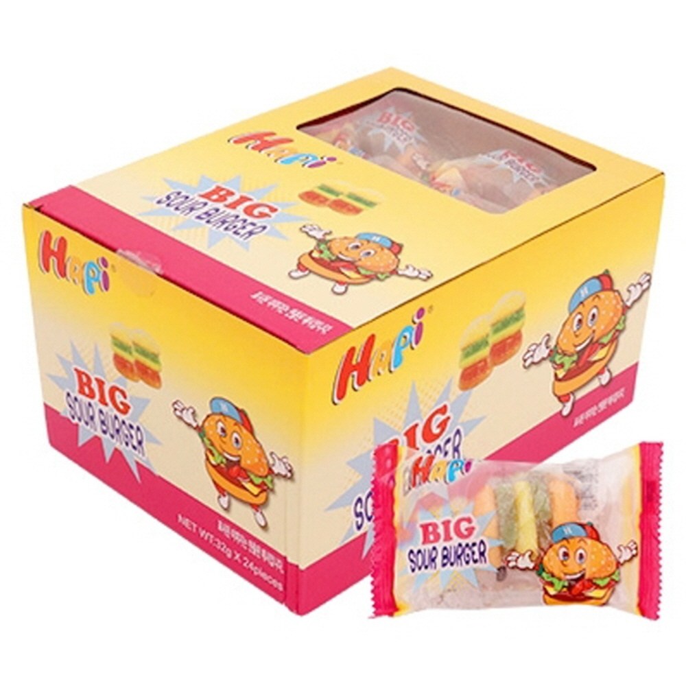 투데이 하피 빅사우어버거모양구미 32g X 24개 대용량 젤리 맛있는 과일맛 먹방 수입