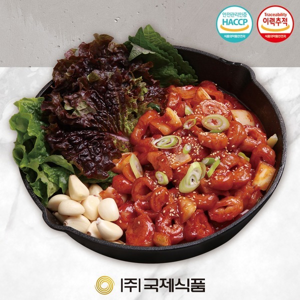 국제식품 국제식품 국제식품 꾸브라 태양초 참나무 훈제 매콤 양념막창 300g 1팩
