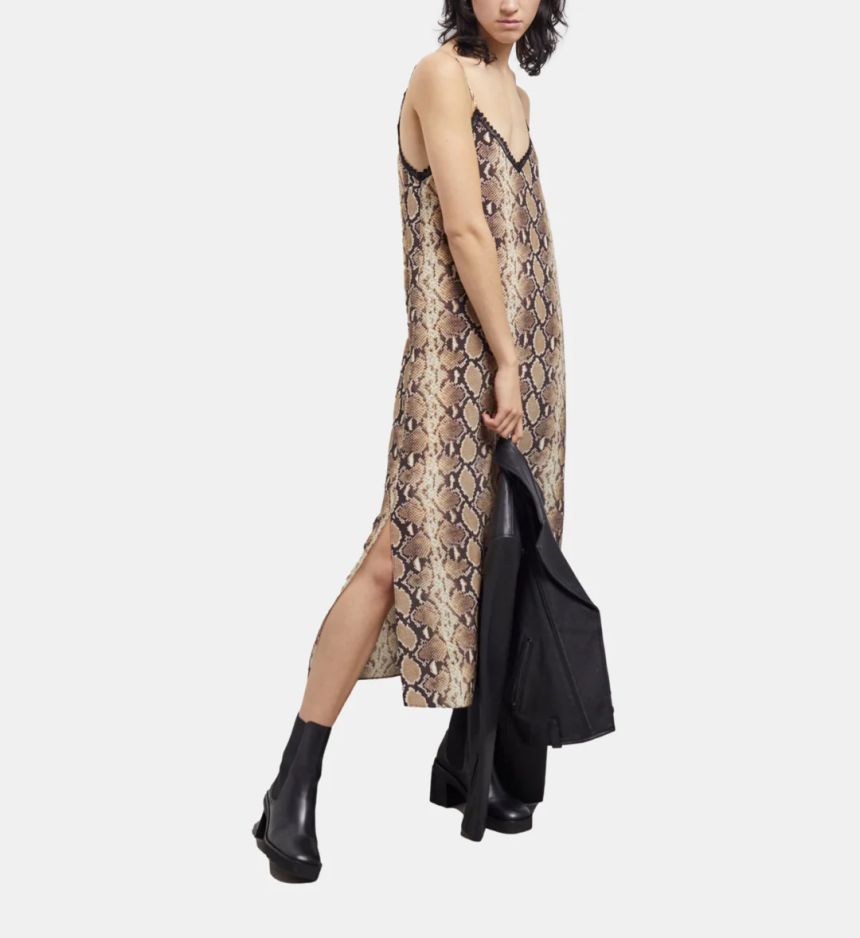 더쿠플스 더쿠플스 롱 스네이크스킨 프린트 베이비돌 드레스 Long Snakeskin Print Babydoll Dress
