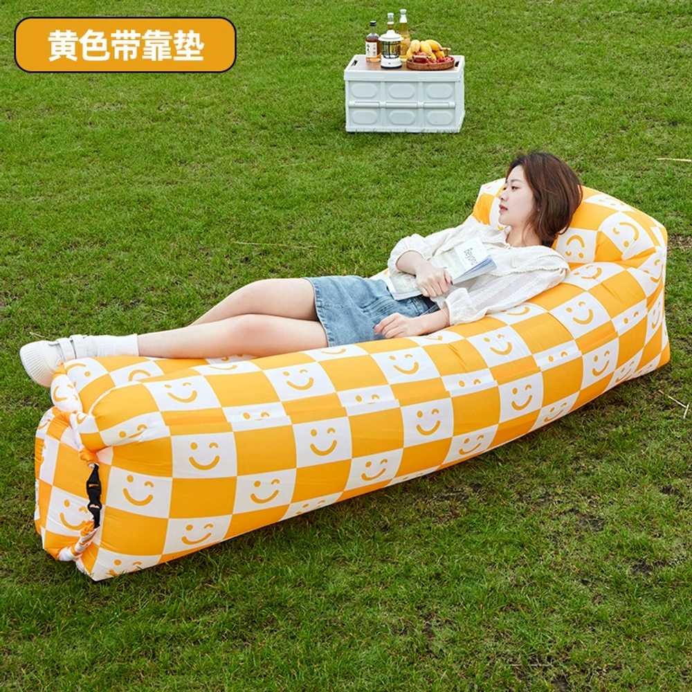 캠핑 의자 휴대용 접이식 에어 소파 빠른 팽창식 라운지 해변 침낭 여행 피크닉 야외 레이지 침대 5 16