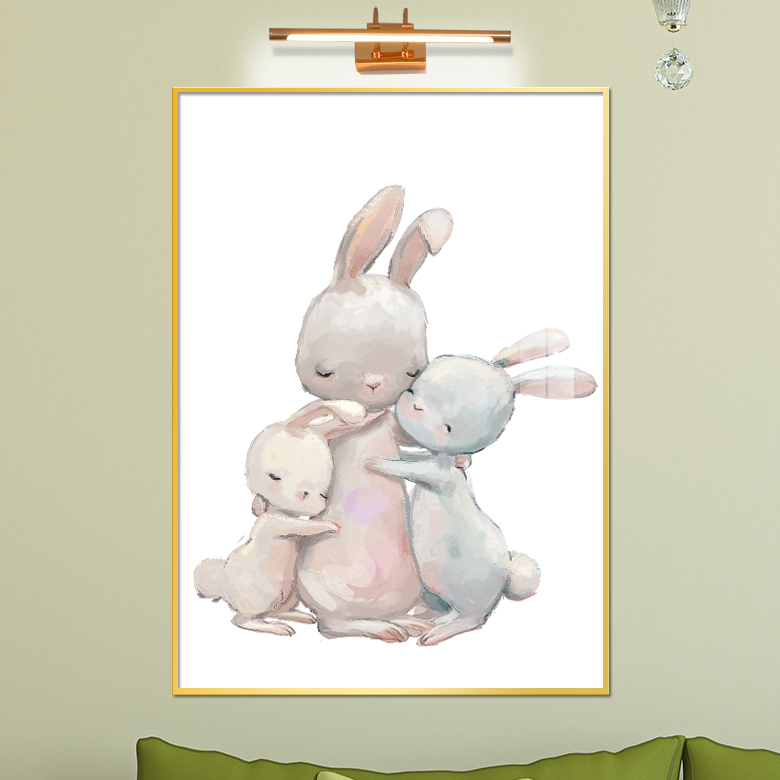보고아트 아이방 꾸미기 귀여운 동물 일러스트 그림 인테리어 액자 14 엄마토끼 아기토끼 두마리 500 x 700 메탈 액자