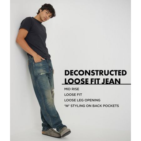 Wrangler 남성용 디컨스트럭티드 루즈 핏 진 바보