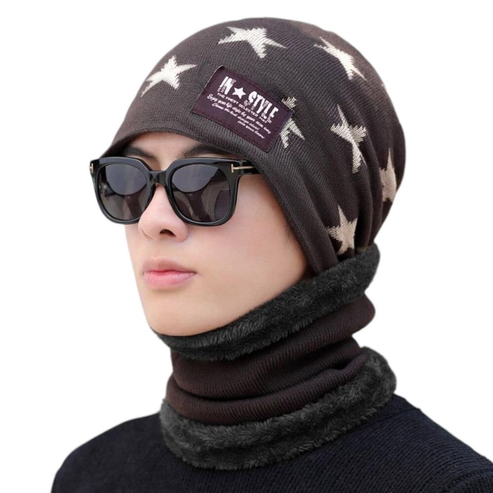 게더릭 넥워머 비니 모자 세트 남성용 a