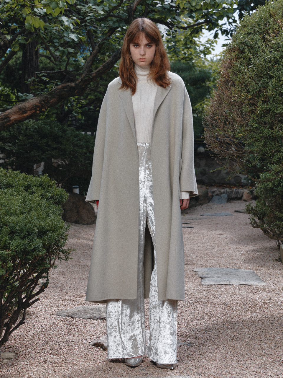 뮤제 MUSEE MAGOT Reversible Cashmere Blended Handmade Coat Cream