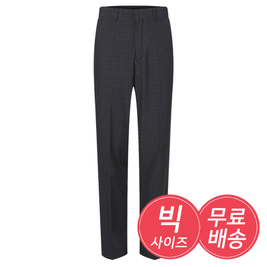 남자 중년 품위 스판 노턱 체크 밴딩 팬츠 블랙차콜 LO-PTA-D94