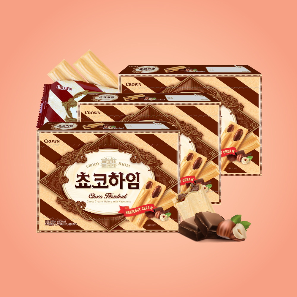 너만아는과자점 크라운 초코하임 284g x 3통 사무실 회사 회의 학교 간식