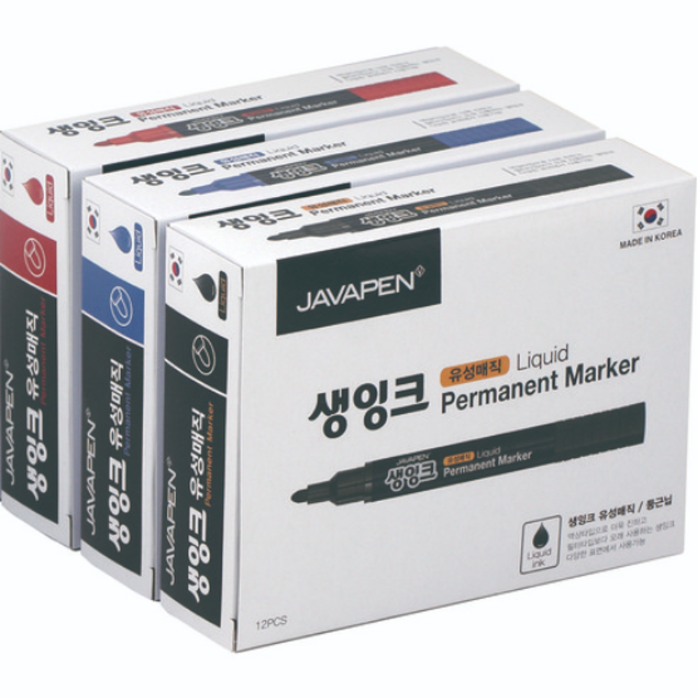자바펜 자바펜 자바펜 생잉크 유성 매직 3종 x 12p 세트 15세트