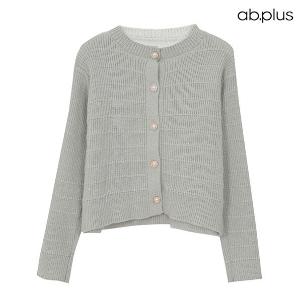 에이비플러스 ab plus 라운드넥 진주 버튼 니트 가디건 LSY3MY46A 610278