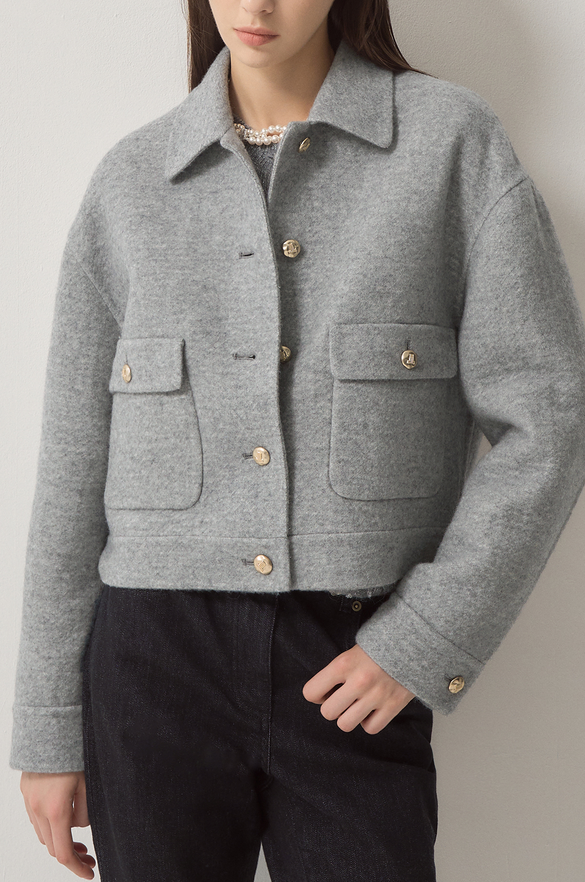 랑방컬렉션 LANVIN COLLECTION 캐시미어 블렌드 칼라 자켓 GY LC2E9WOT549W