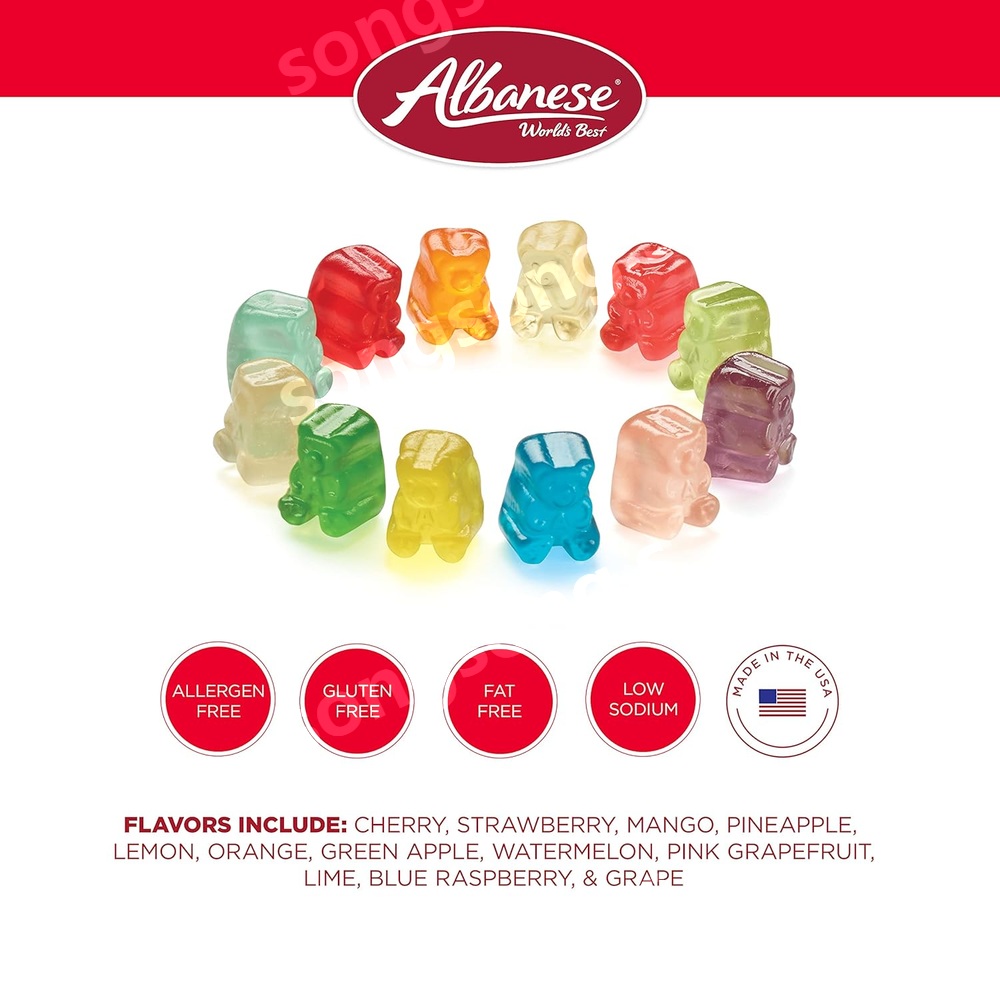 알바니즈 알바니즈 Albanese World s 12가지 맛 구미 베어 컵스 2 3kg 5파운드 캔디 1개