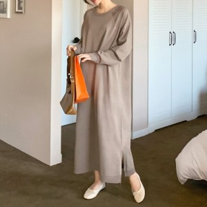 에브리나나 바이 루즈핏 트임 니트롱원피스 비스코스100