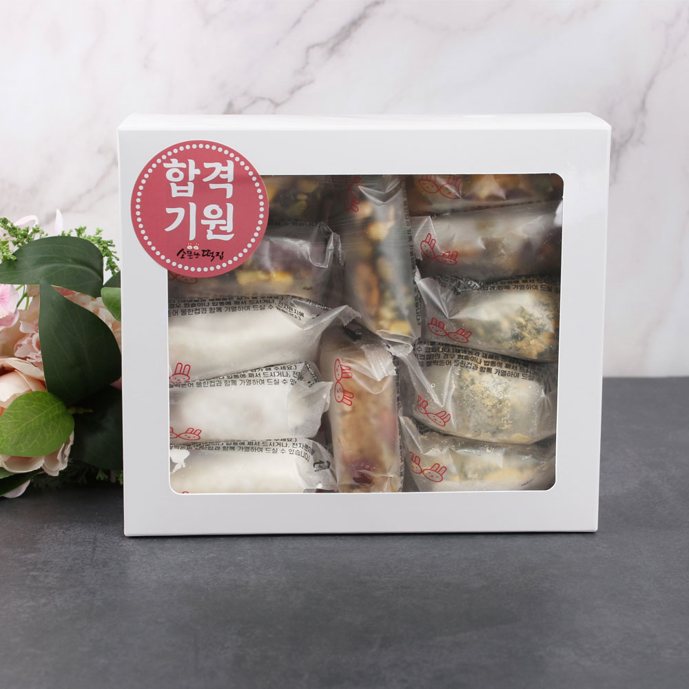 소문난떡집 수능모찌 합격기원 찹쌀떡영양찰떡세트-12개 수제 달지 않은 견과류 듬뿍 제주해풍쑥6종찰떡
