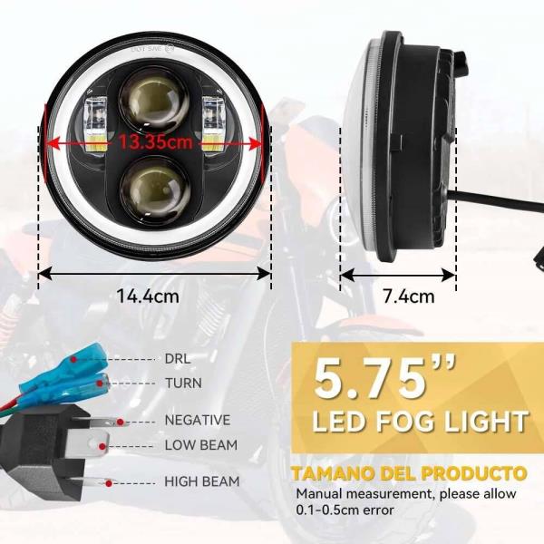 LED 오토바이 헤드라이트 프로젝터 렌즈 Faro Moto 5 3 4 원형 헤드램프 5 75