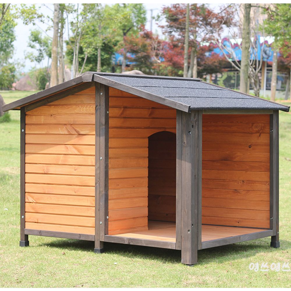 실외견 보온 집 겨울 개집보온 원목 견사 대형 개집 야외 초코릿색 M-Medium 1개