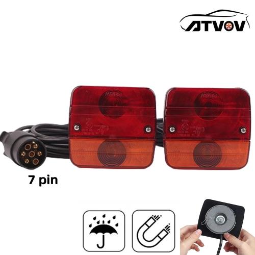 ATVOV 트레일러 트럭 후방 견인 테일 라이트 키트 정지 표시기 라이센스 번호판 반사판 RV 마그네틱 7