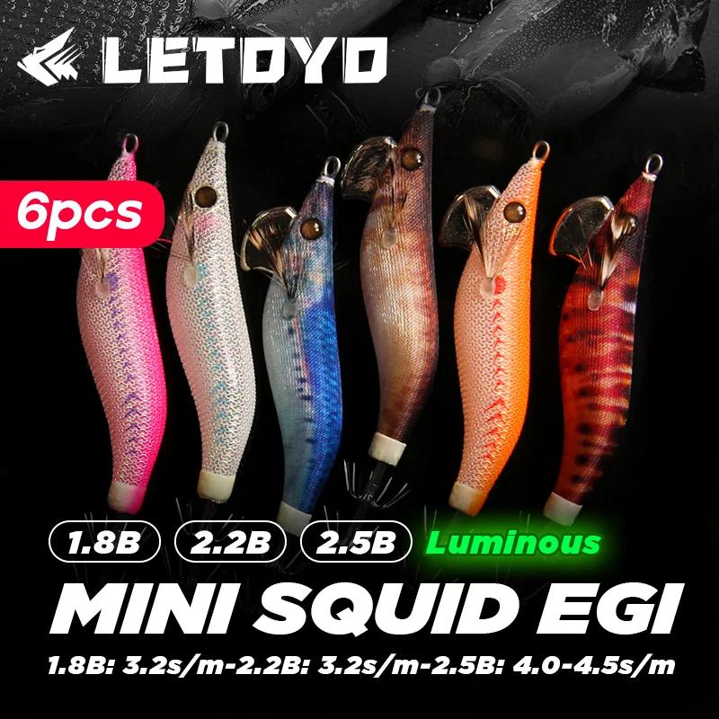 LETOYO 작은 EGI 발광 오징어 지그 에깅 인공 미끼 웹풋 문어 바다 낚시 6 개