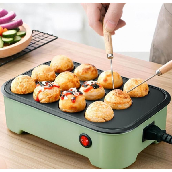 맛있는 타코야끼 만들기 셀프 미니 타코야키팬 기계 메이커 간식 만들기 12구