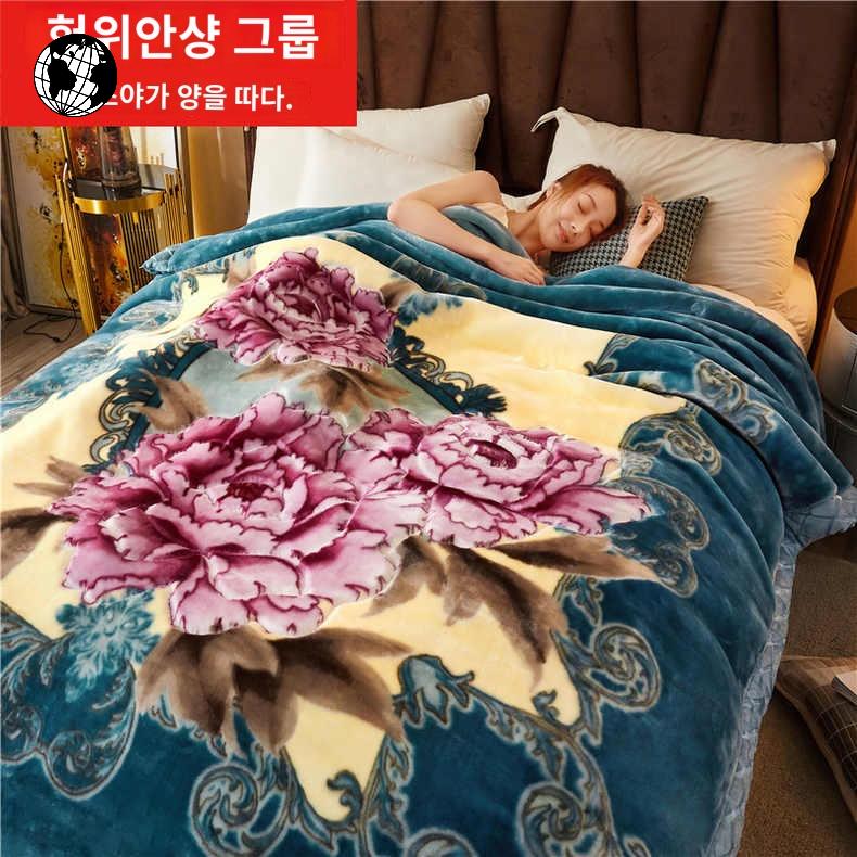 레트로 장미 할머니스타일 복고풍 할매담요 밍크 옛날 이불 030블루그레이-부귀꽃 필 무렵 200 230cm4kg