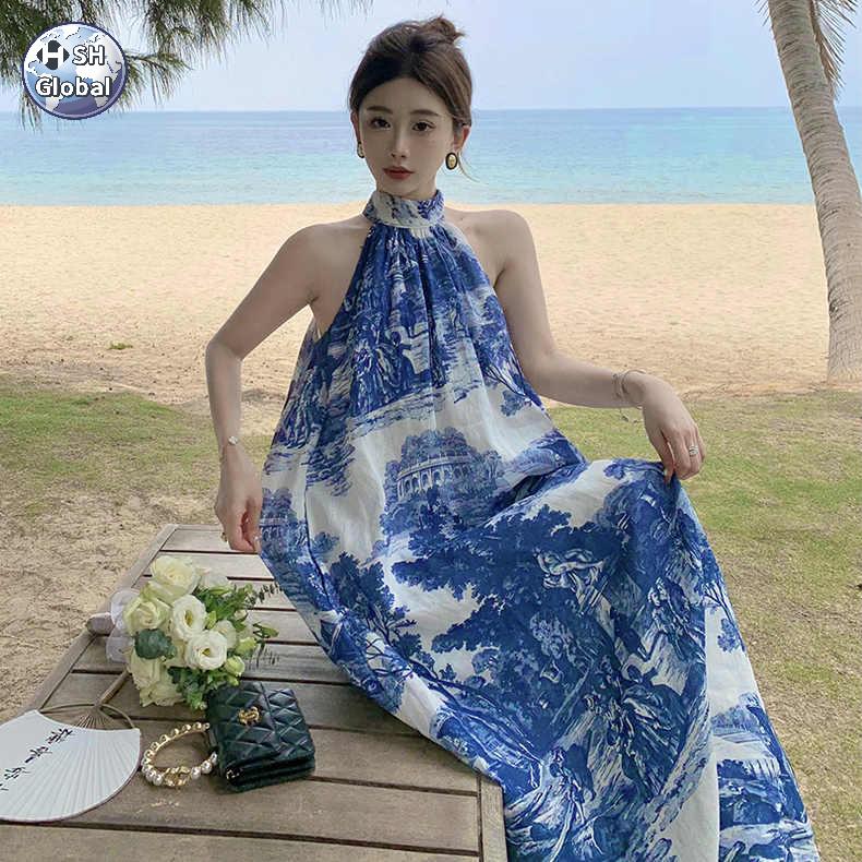 현숙 오프숄더 원피스 홀터넥 신혼여행 룩 기 바캉스 휴양지 S 청백색